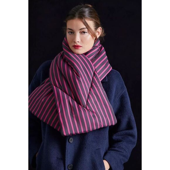 New Anthropologie Striped Puffer Scarf Size One Size - Picture 1 of 8